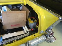 102  Battery and cutoff in the trunk to clean up the engine bay.  This is also a great security feature as you can cutoff the power to the car easily in the trunk.
